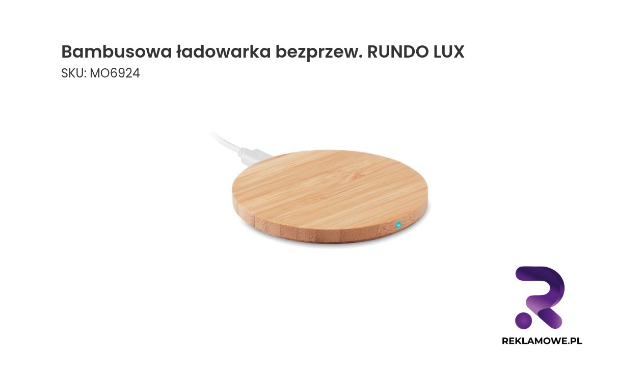 Elegancka bambusowa ładowarka bezprzewodowa RUNDO LUX