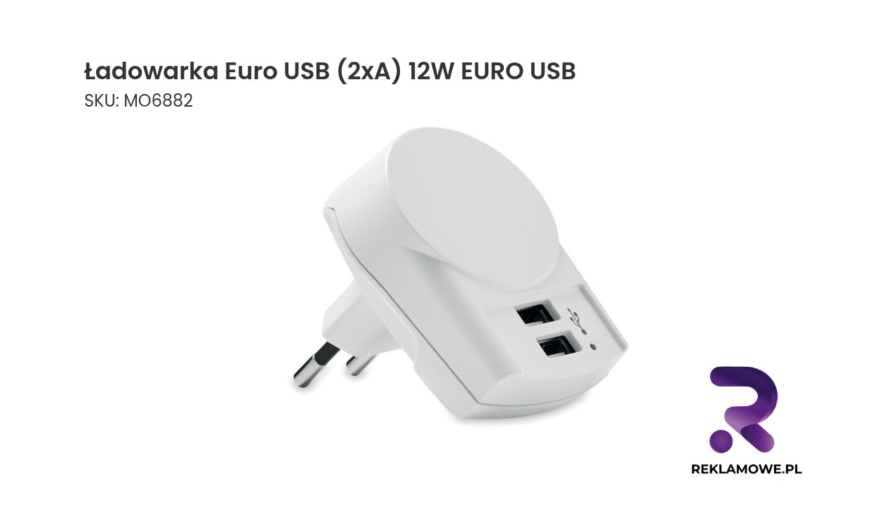 Ładowarka Euro USB 12W z dwoma wejściami A