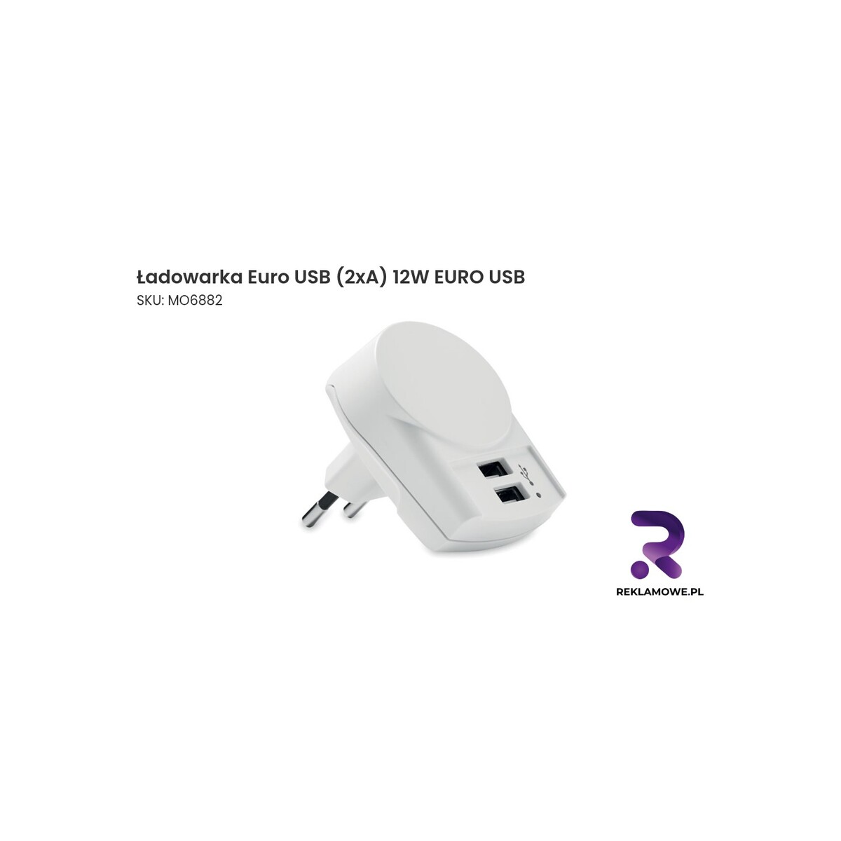 Ładowarka Euro USB z dwoma portami A, 12W