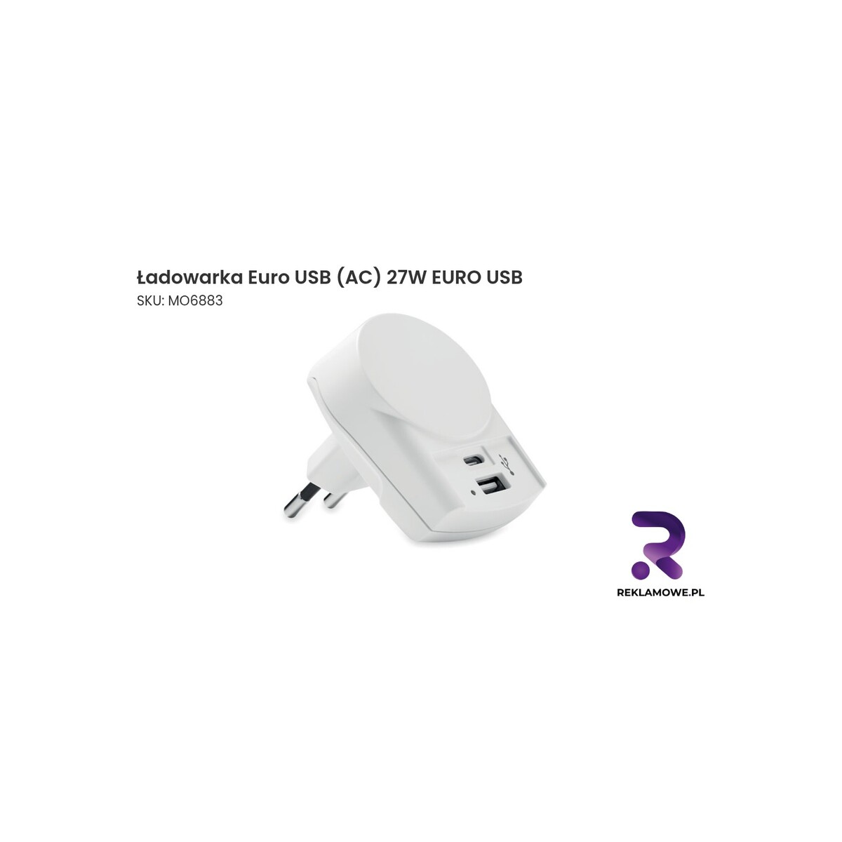 Ładowarka Euro USB 27W z wtyczką AC