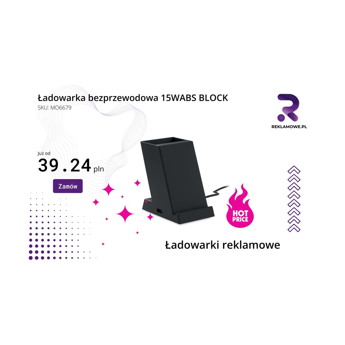 Ładowarka bezprzewodowa 15W ABS BLOCK