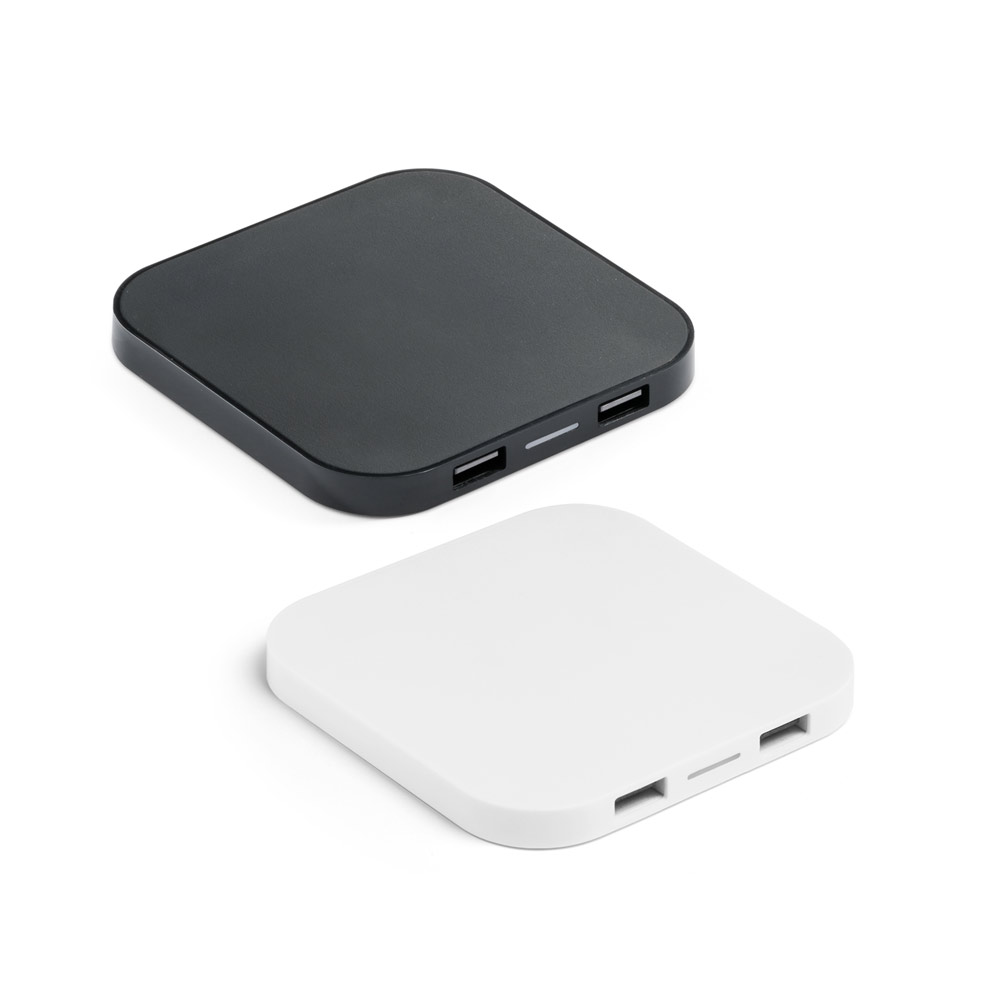 CAROLINE. Ładowarka bezprzewodowa Superfast 15W z 2 portami USB-A w ABS pochodzącego z recyklingu (100% rABS) 97903_set