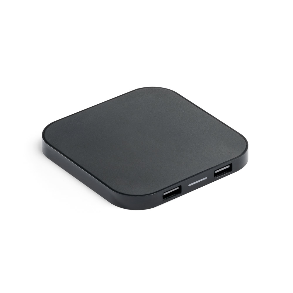 CAROLINE. Ładowarka bezprzewodowa Superfast 15W z 2 portami USB-A w ABS pochodzącego z recyklingu (100% rABS) 97903_set
