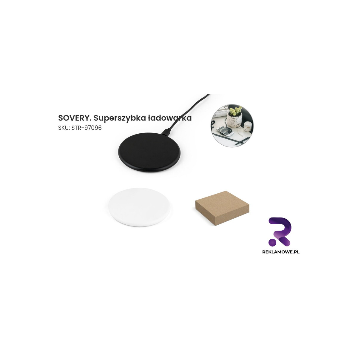 SOVERY. Superszybka ładowarka bezprzewodowa 10W wykonana w ABS pochodzącego z recyklingu (100% rABS) SOVERY superszybka ładowarka – nowoczesna ładowarka do szybkiego ładowania urządzeń
